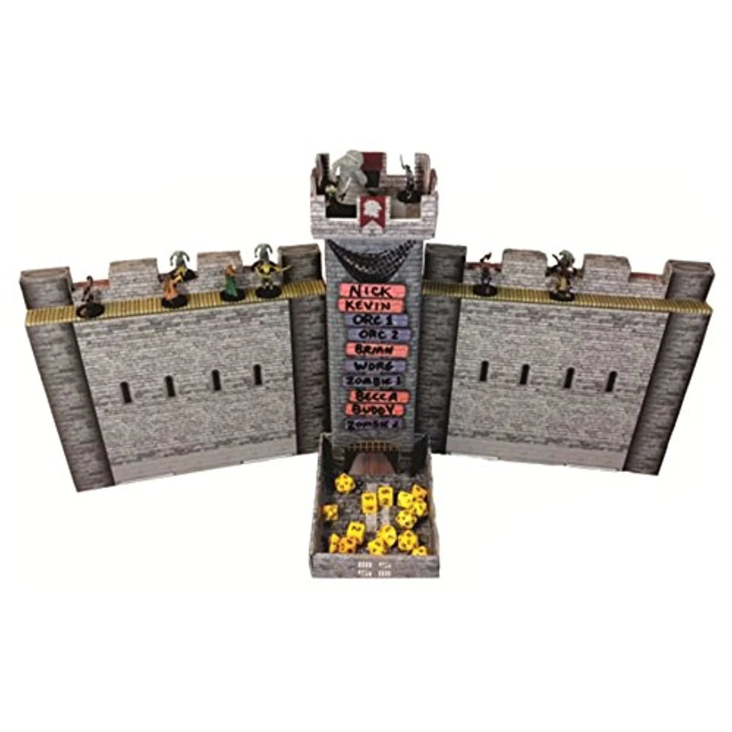 Castle Keep Dice Tower, 2 Castle Wall DM Screens with Magnetic Initiative Turn Tracker