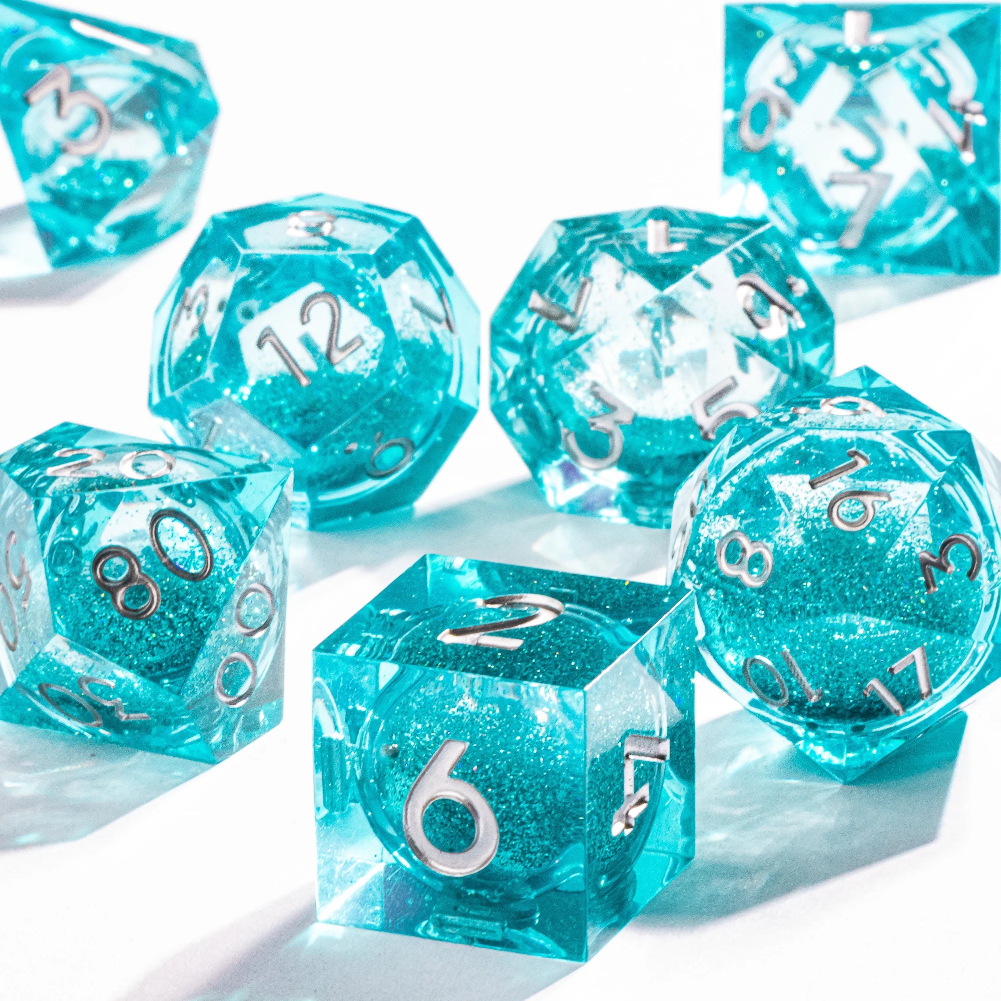 Dnd Green Gold Foil Liquid Core Dice Polyhedral Dice Set for Dungeons and Dragons, Galaxy Dice Set, D D Dice