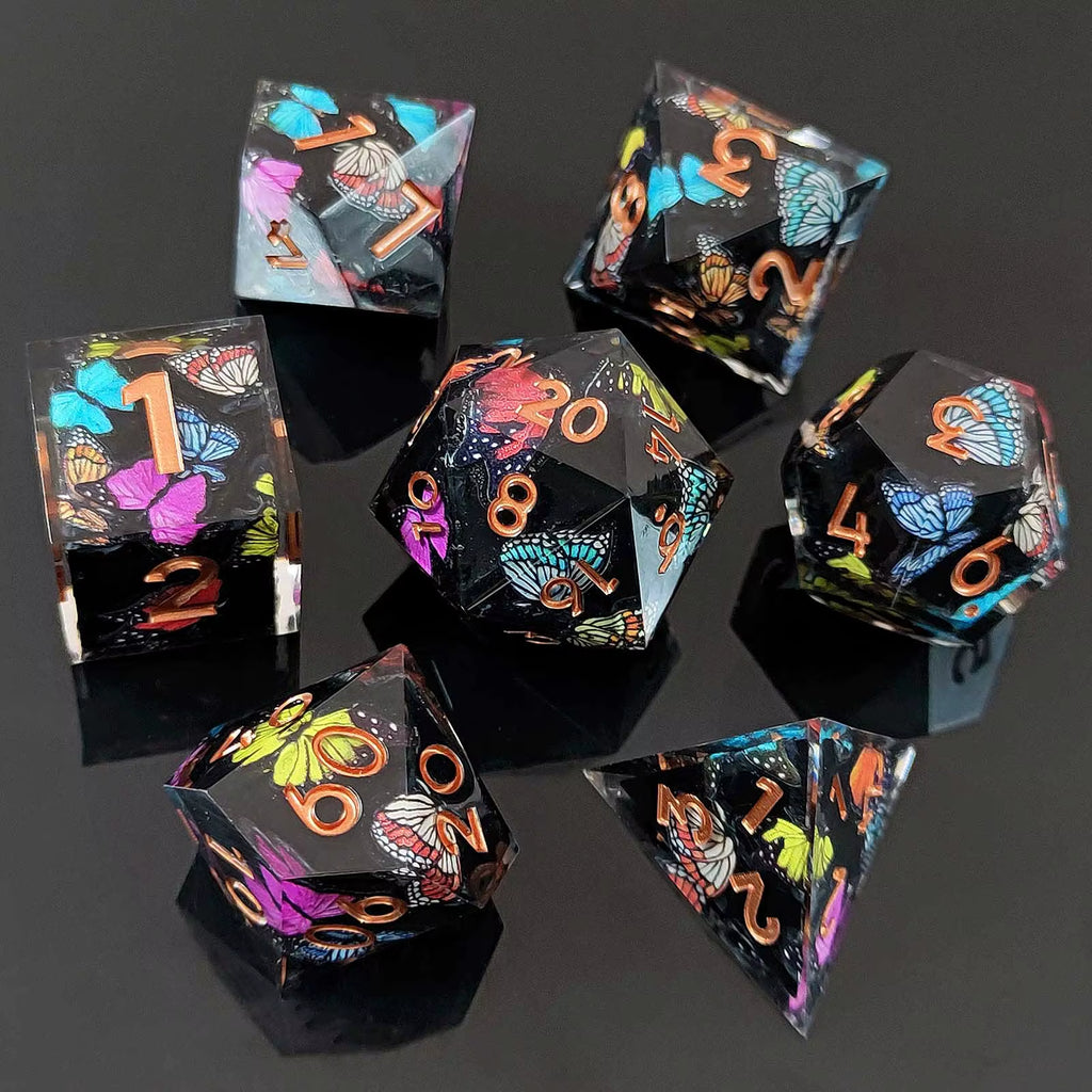 DND Flower Dice Resin Dice Set RPG Resin Dice Polyhedral Dice Dnd Dice Set for DND Game Player Dice Collector D&D Dice Set 7PCS