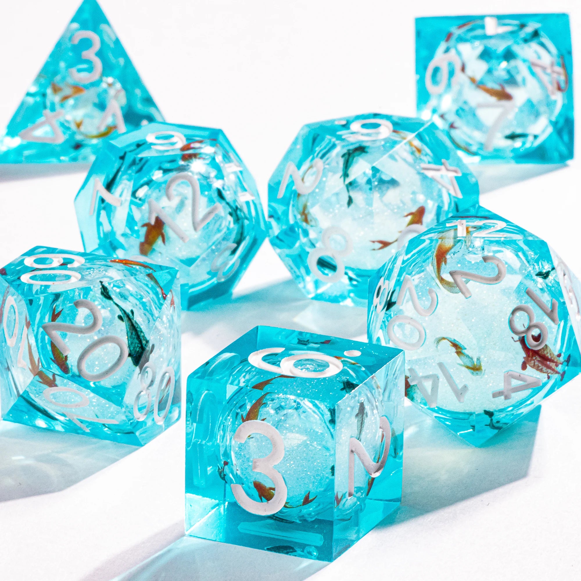 Dnd Green Gold Foil Liquid Core Dice Polyhedral Dice Set for Dungeons and Dragons, Galaxy Dice Set, D D Dice