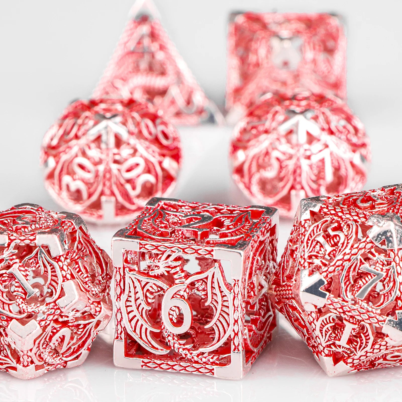 Tree Dice Metal Dragon D&D Dice Set for Dungeons and Dragons, Polyhedral Dice Set, Hollow D and D Dice Metal Dice Set Gifts