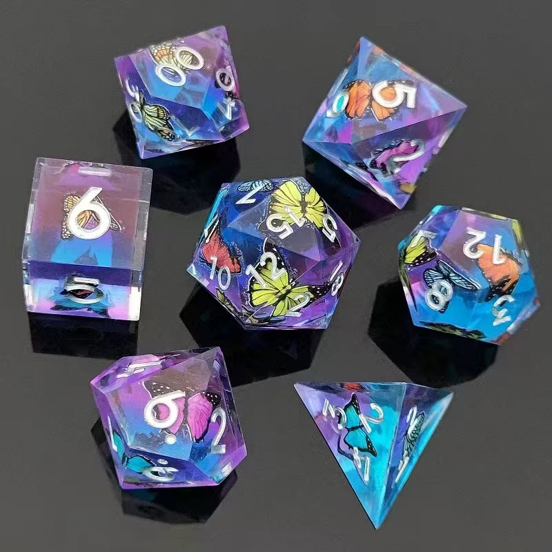 DND Flower Dice Resin Dice Set RPG Resin Dice Polyhedral Dice Dnd Dice Set for DND Game Player Dice Collector D&D Dice Set 7PCS