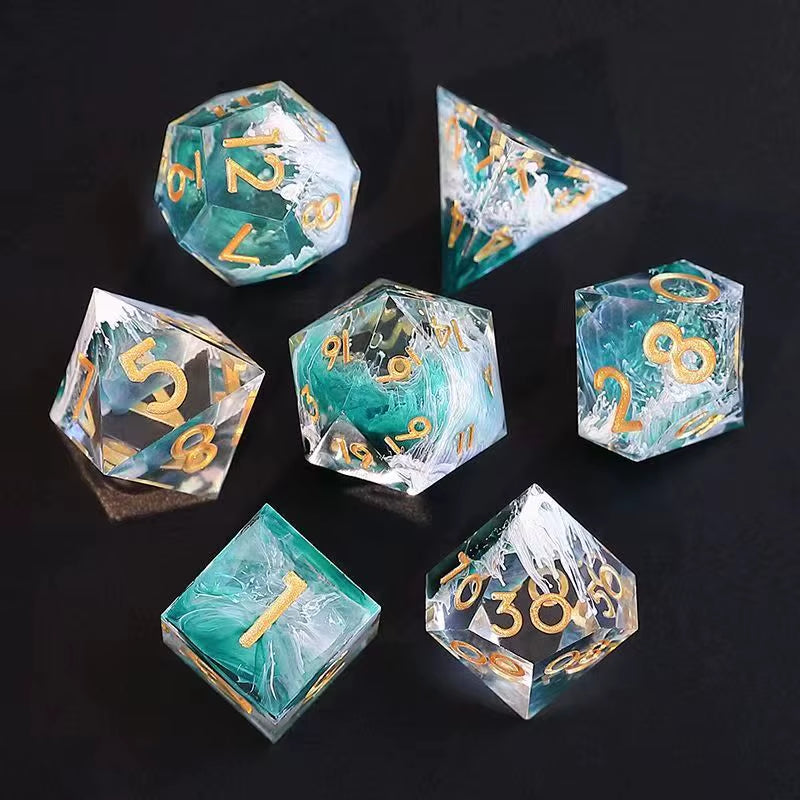 DND Flower Dice Resin Dice Set RPG Resin Dice Polyhedral Dice Dnd Dice Set for DND Game Player Dice Collector D&D Dice Set 7PCS