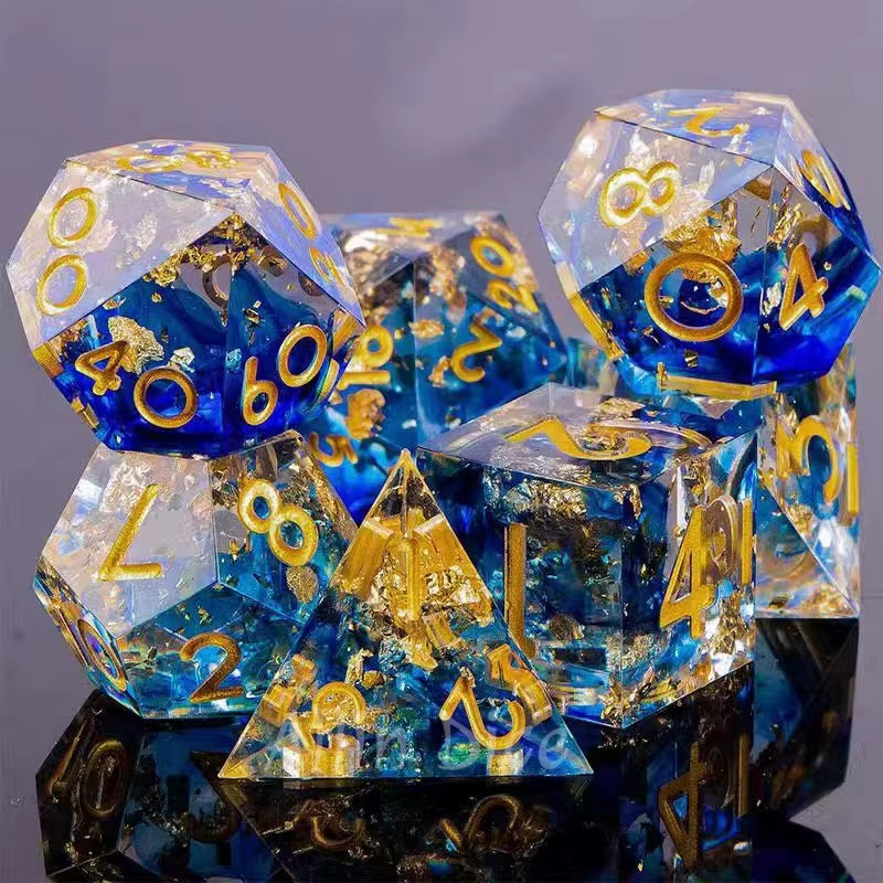 DND Flower Dice Resin Dice Set RPG Resin Dice Polyhedral Dice Dnd Dice Set for DND Game Player Dice Collector D&D Dice Set 7PCS