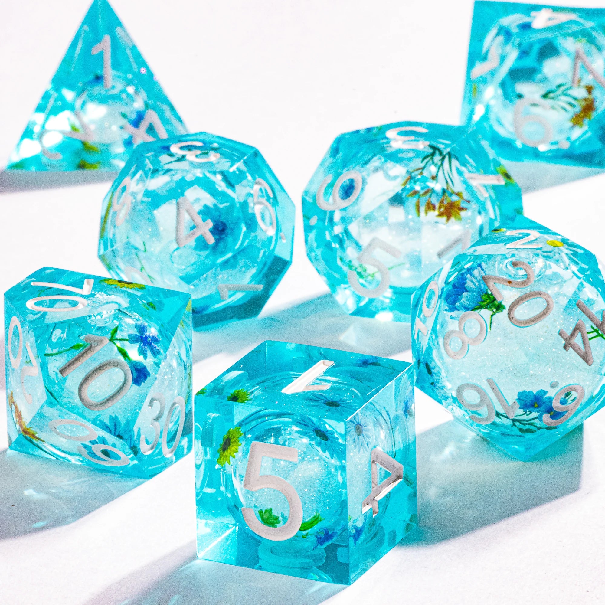 Dnd Green Gold Foil Liquid Core Dice Polyhedral Dice Set for Dungeons and Dragons, Galaxy Dice Set, D D Dice