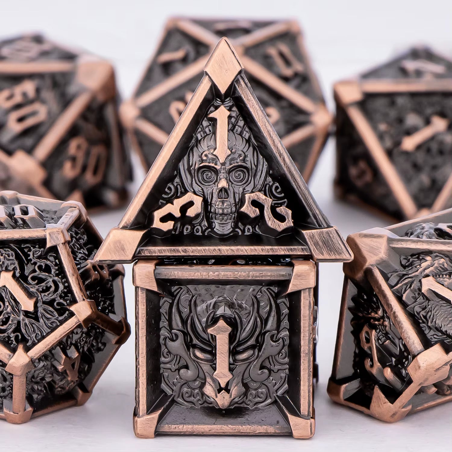 Dnd Skull&Dragon Metal Dice Set, Metal Sharp Edge Dice for Dungeons and Dragons, Polyhedral Dice for Table Games, Dnd Metal Dice
