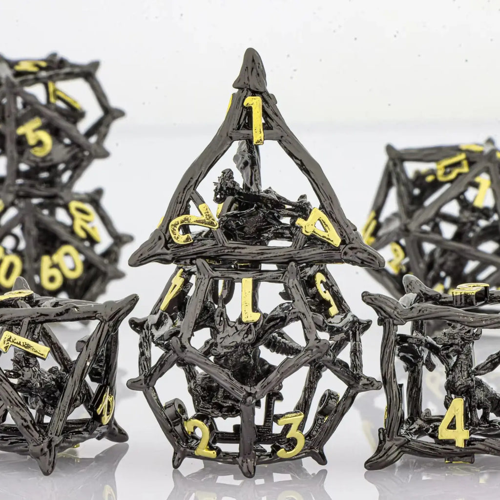 Tree Dice Metal Dragon D&D Dice Set for Dungeons and Dragons, Polyhedral Dice Set, Hollow D and D Dice Metal Dice Set Gifts