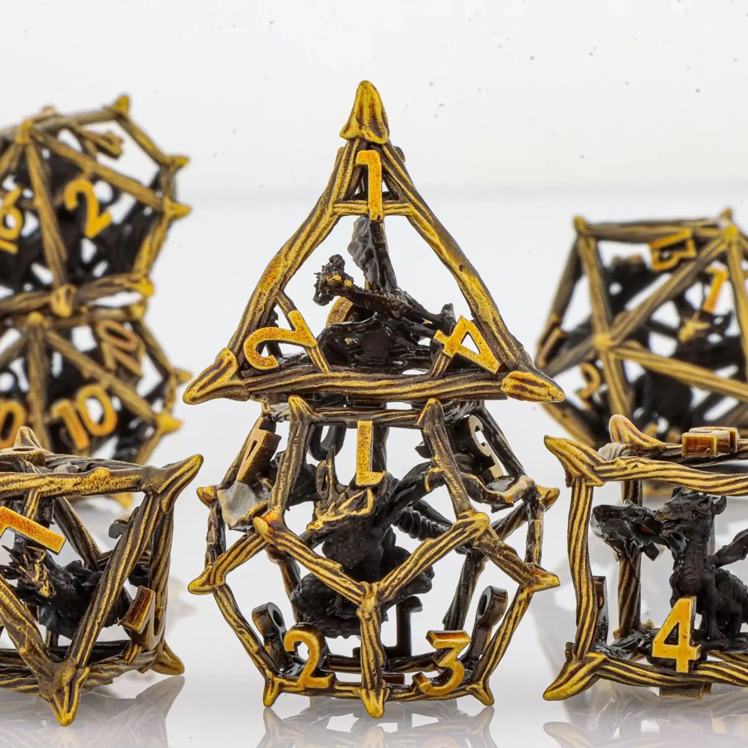 Tree Dice Metal Dragon D&D Dice Set for Dungeons and Dragons, Polyhedral Dice Set, Hollow D and D Dice Metal Dice Set Gifts