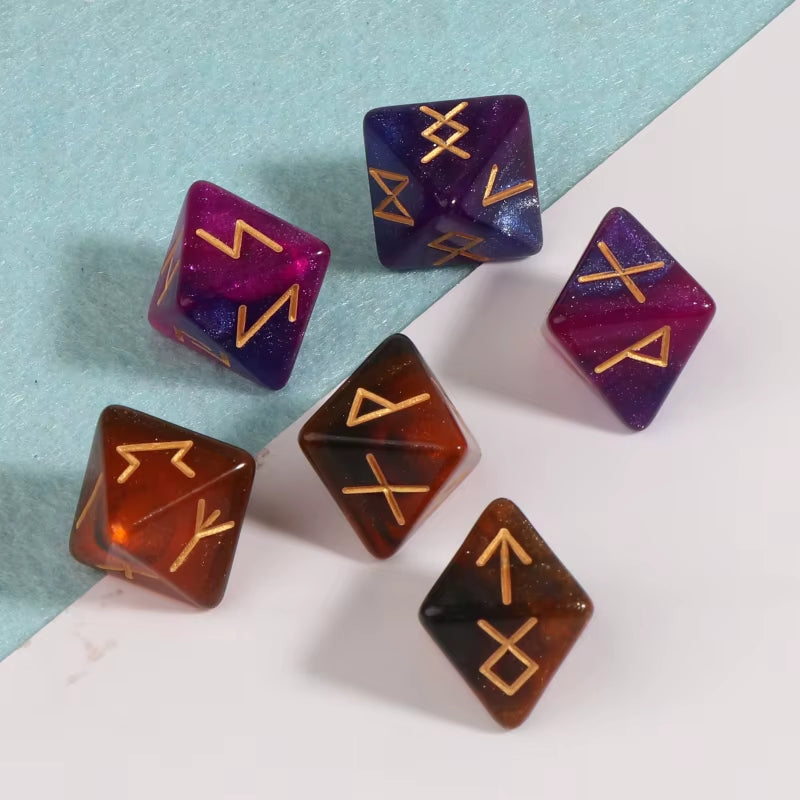 3 Pcs 8-Sided Rune Dice Polyhedral Dice Acrylic Astrological Dice Board Game Dice Constellation Divination Accessory