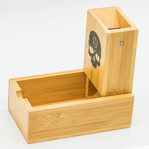 Bamboo Dice Tower Foldable Wooden Die Roller Castle Rolling Case Collapsible Dice Chest for Dnd,D&D,Rpg,Board Game Accessory