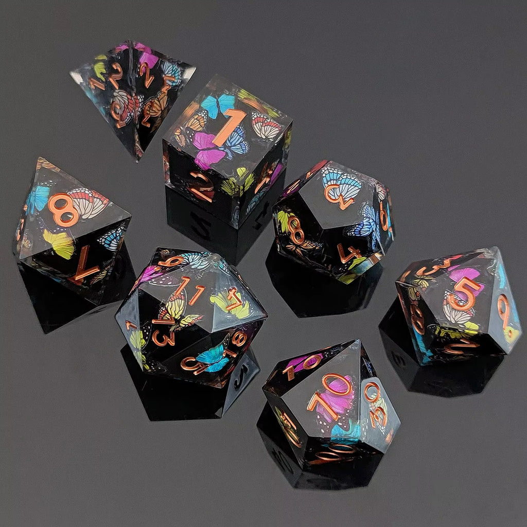DND Flower Dice Resin Dice Set RPG Resin Dice Polyhedral Dice Dnd Dice Set for DND Game Player Dice Collector D&D Dice Set 7PCS