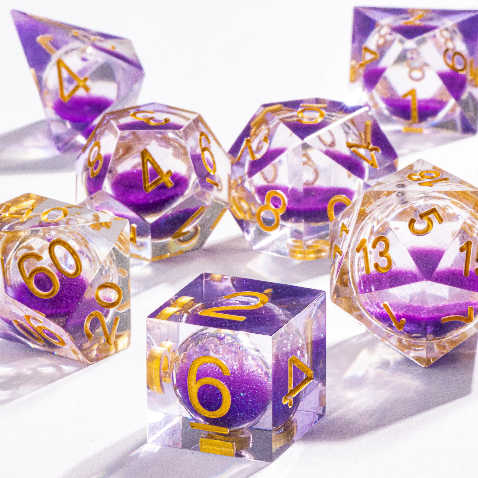 Dnd Green Gold Foil Liquid Core Dice Polyhedral Dice Set for Dungeons and Dragons, Galaxy Dice Set, D D Dice