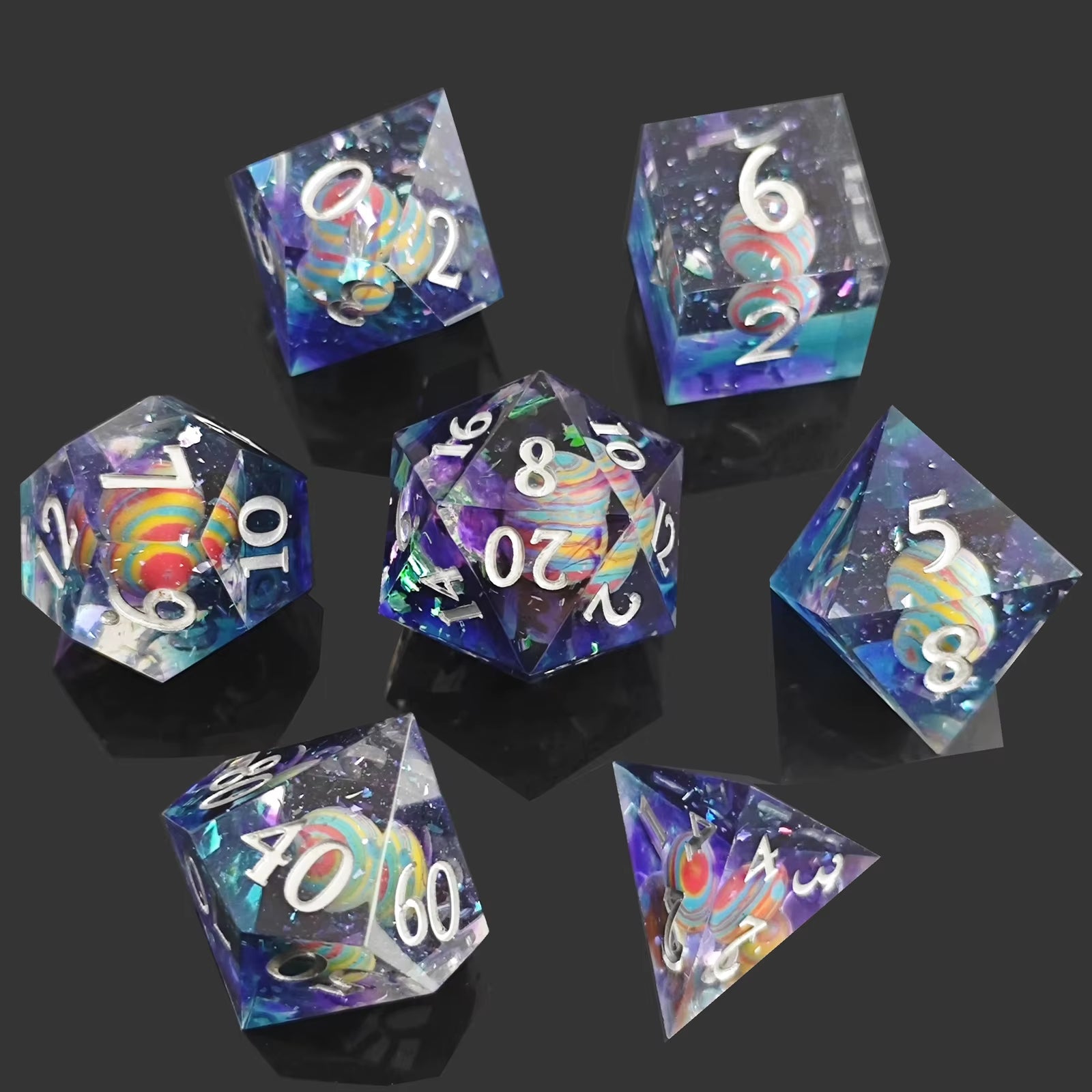 DND Flower Dice Resin Dice Set RPG Resin Dice Polyhedral Dice Dnd Dice Set for DND Game Player Dice Collector D&D Dice Set 7PCS