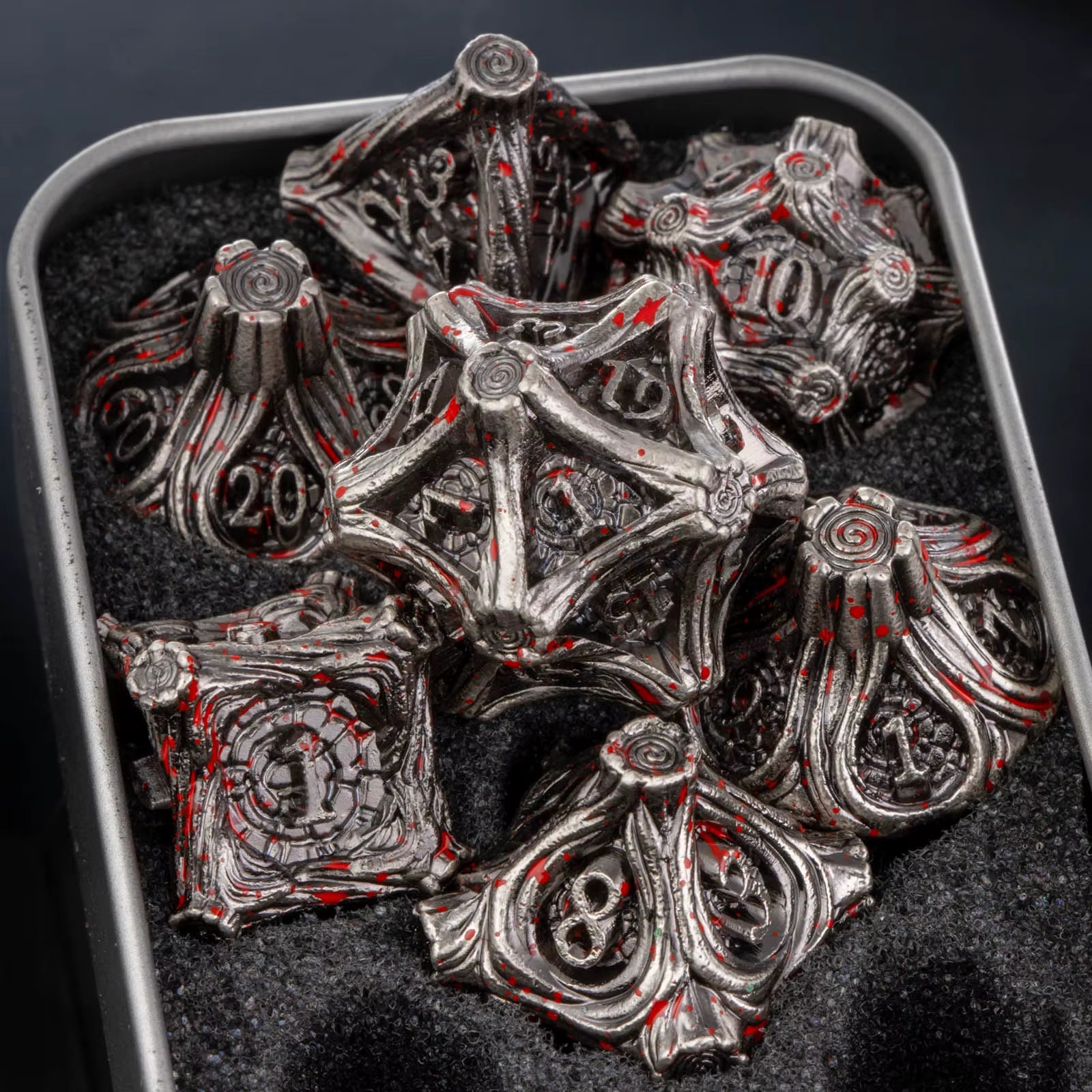 Dnd Skull&Dragon Metal Dice Set, Metal Sharp Edge Dice for Dungeons and Dragons, Polyhedral Dice for Table Games, Dnd Metal Dice
