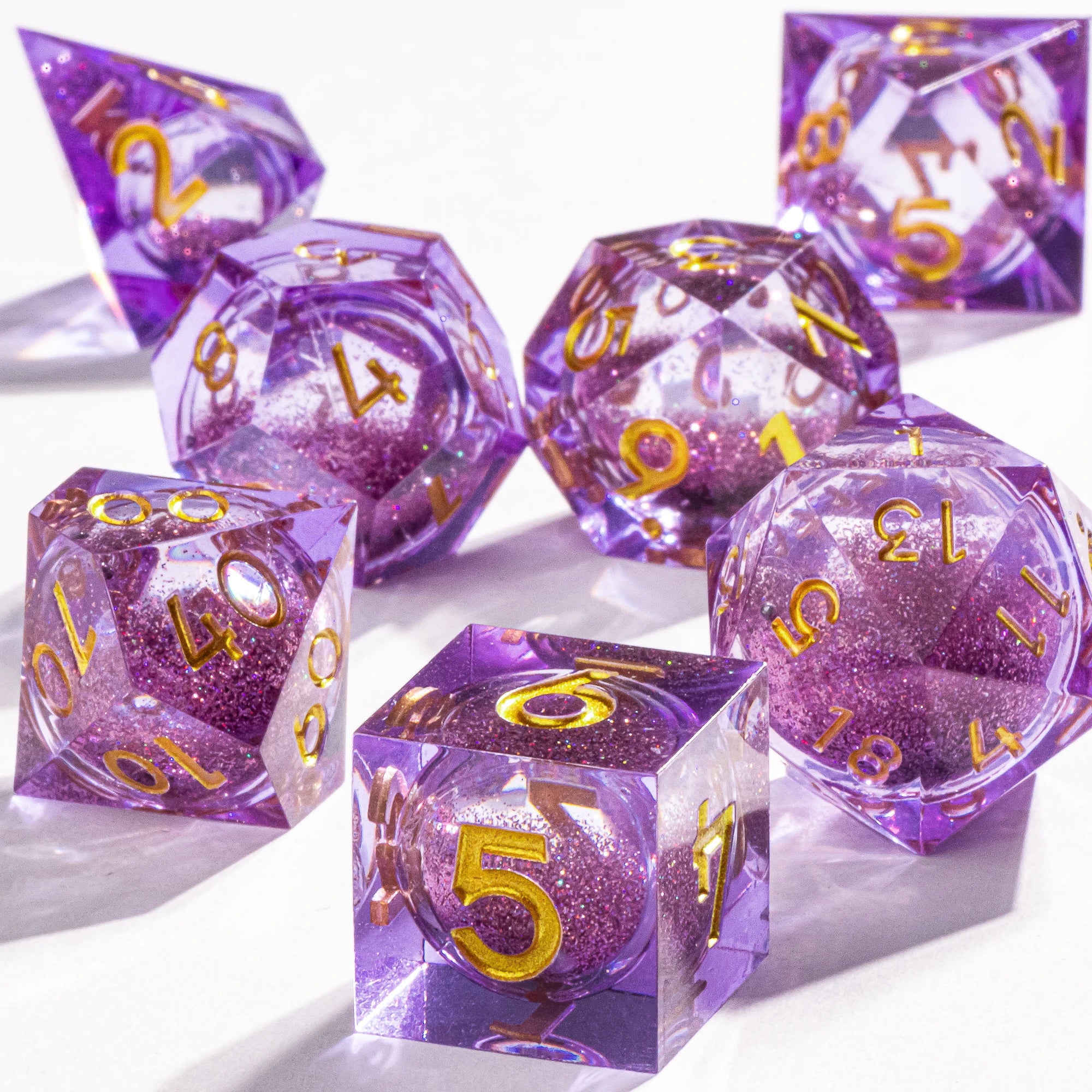 Dnd Green Gold Foil Liquid Core Dice Polyhedral Dice Set for Dungeons and Dragons, Galaxy Dice Set, D D Dice