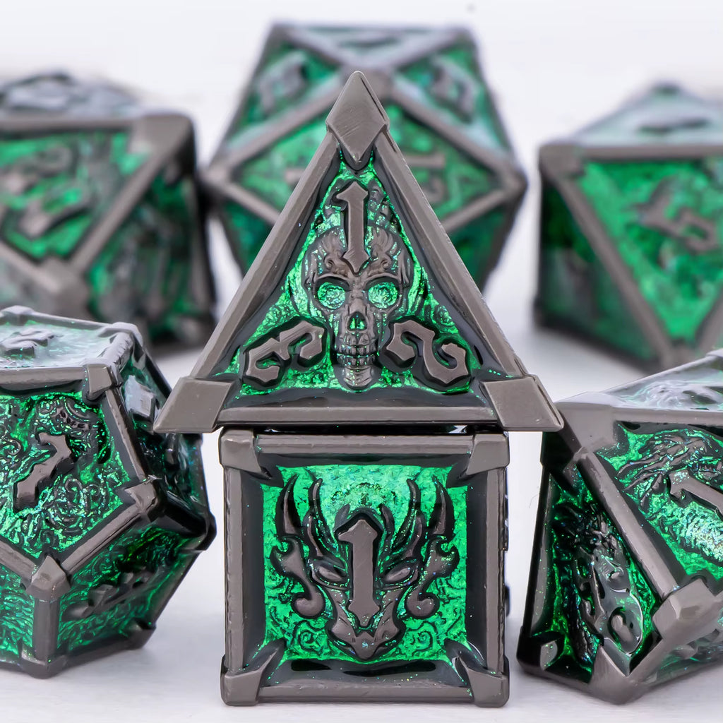 Dnd Skull&Dragon Metal Dice Set, Metal Sharp Edge Dice for Dungeons and Dragons, Polyhedral Dice for Table Games, Dnd Metal Dice